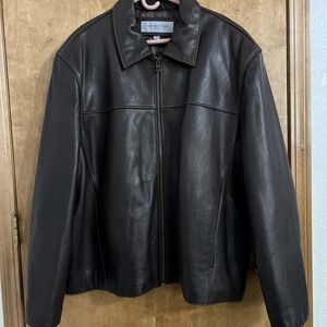 Andrew Marc New York‎ Leather Jacket Mens 3XL Dark Brown P2P 29" Lined Soft EUC